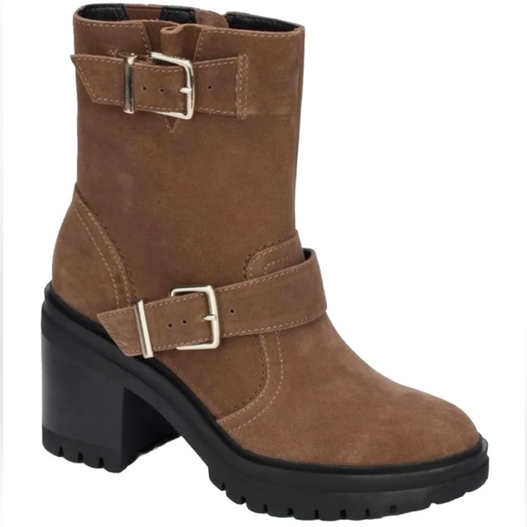 Kenneth Cole New York Shoes - Kenneth Cole Women's Rhode Heel Buckle Women’s Brown Ankle Boot Size 10